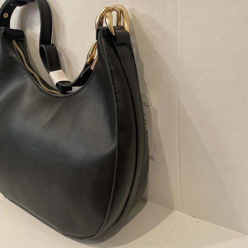 French Connection Moritz Textured‎ Smooth Hobo Bag – Black NWT MSRP $108